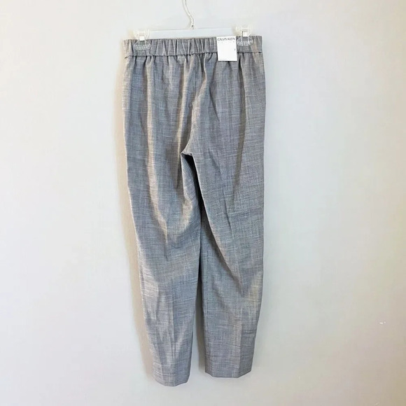 Calvin Klein Women B&W Gray Ankle Pants 2 Plaid Pleated Pull On Check Office NEW - Picture 3 of 14